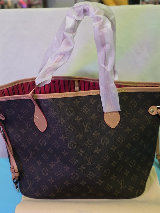 Louis Vuitton Handbags - Louis Vuitton Monogram Tote with Pink Trim and Brown Canvas
